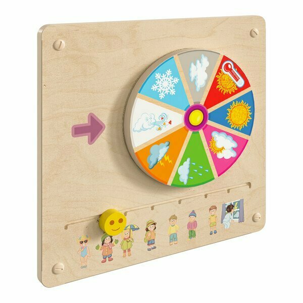 Flash Furniture Bright Beginnings 18'' x 18'' Wooden STEAM Weather Wall Activity Board 354MKME16393